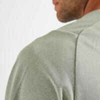Camiseta fitness manga corta transpirable cuello redondo Hombre Domyos caqui