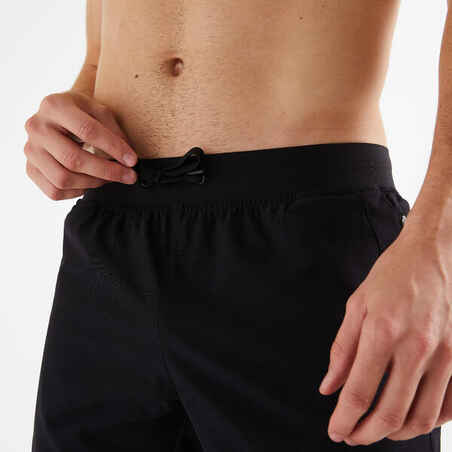 Ανδρικό διαπνέον σορτς με τσέπη με φερμουάρ για fitness - Μαύρο