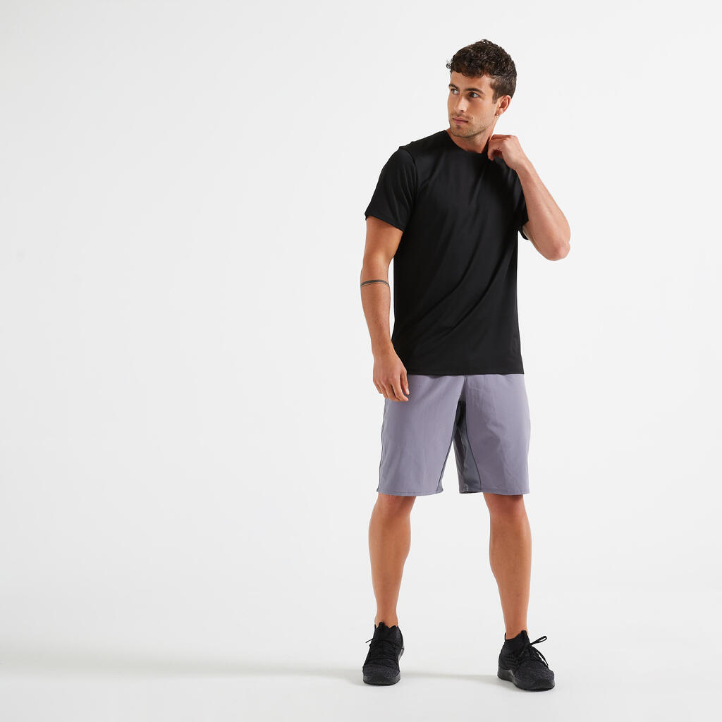 Short Fitness Collection Hombre Negro Transpirable Bolsillos Con Cierre