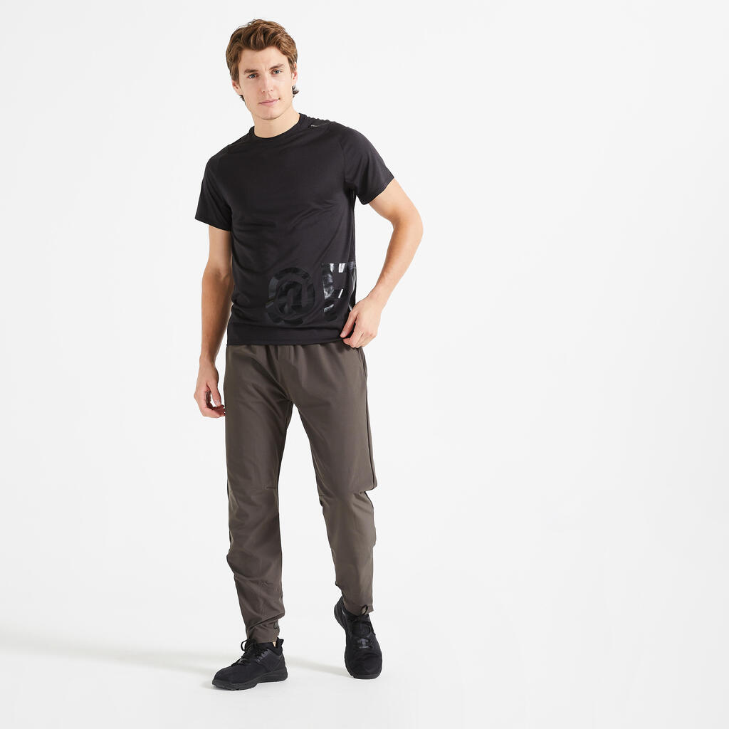 Men's Breathable Slim-Fit Performance Fitness Bottoms - Solid Khaki