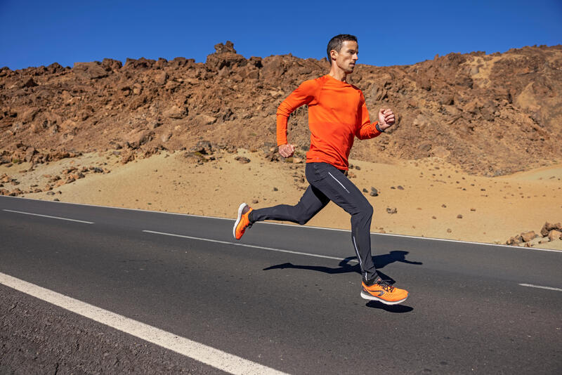 Pantalon de trening ajustat alergare KIPRUN Run 500 Fit Negru Bărbați