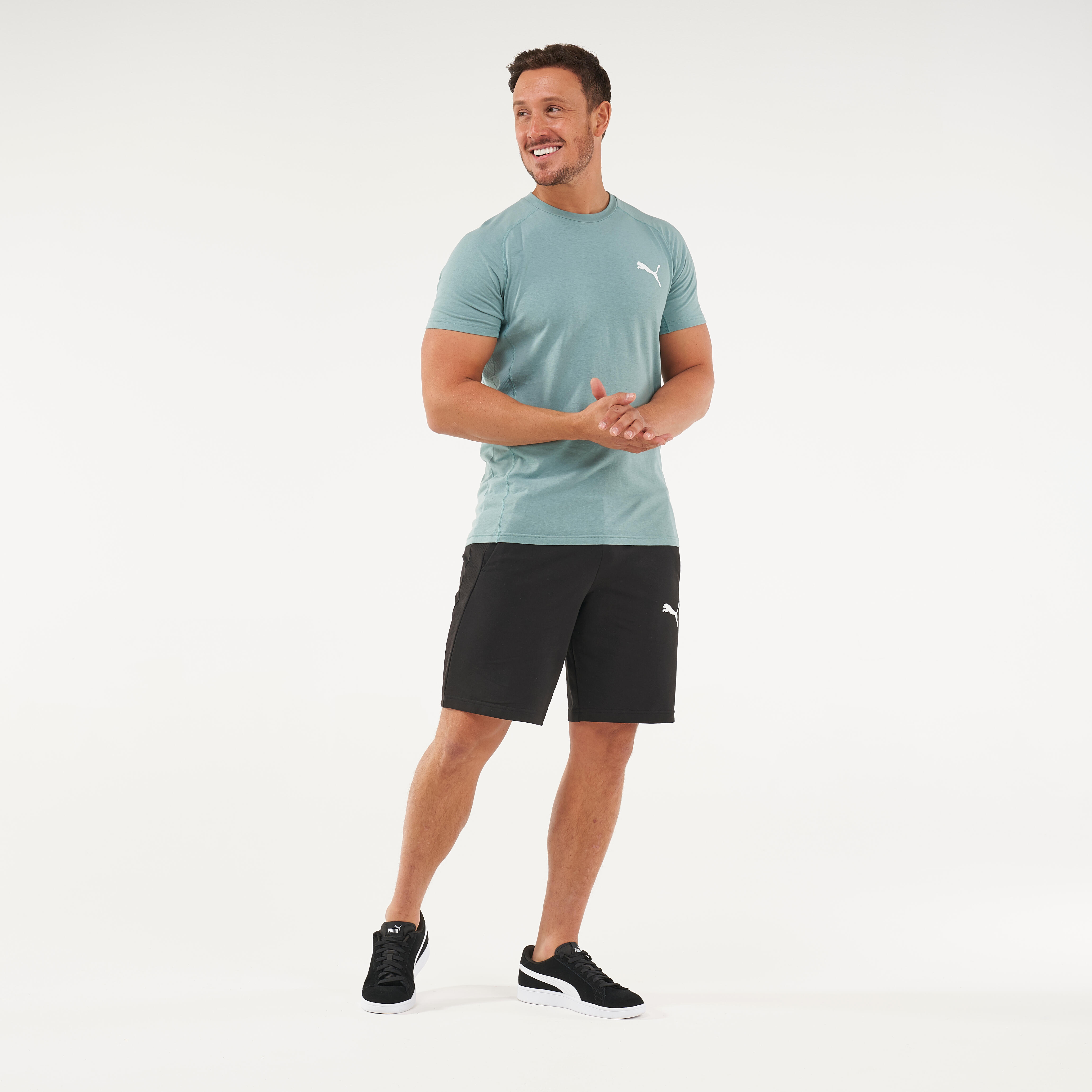 Pantaloncini uomo fitness Puma ACTIVE misto cotone neri PUMA | DECATHLON