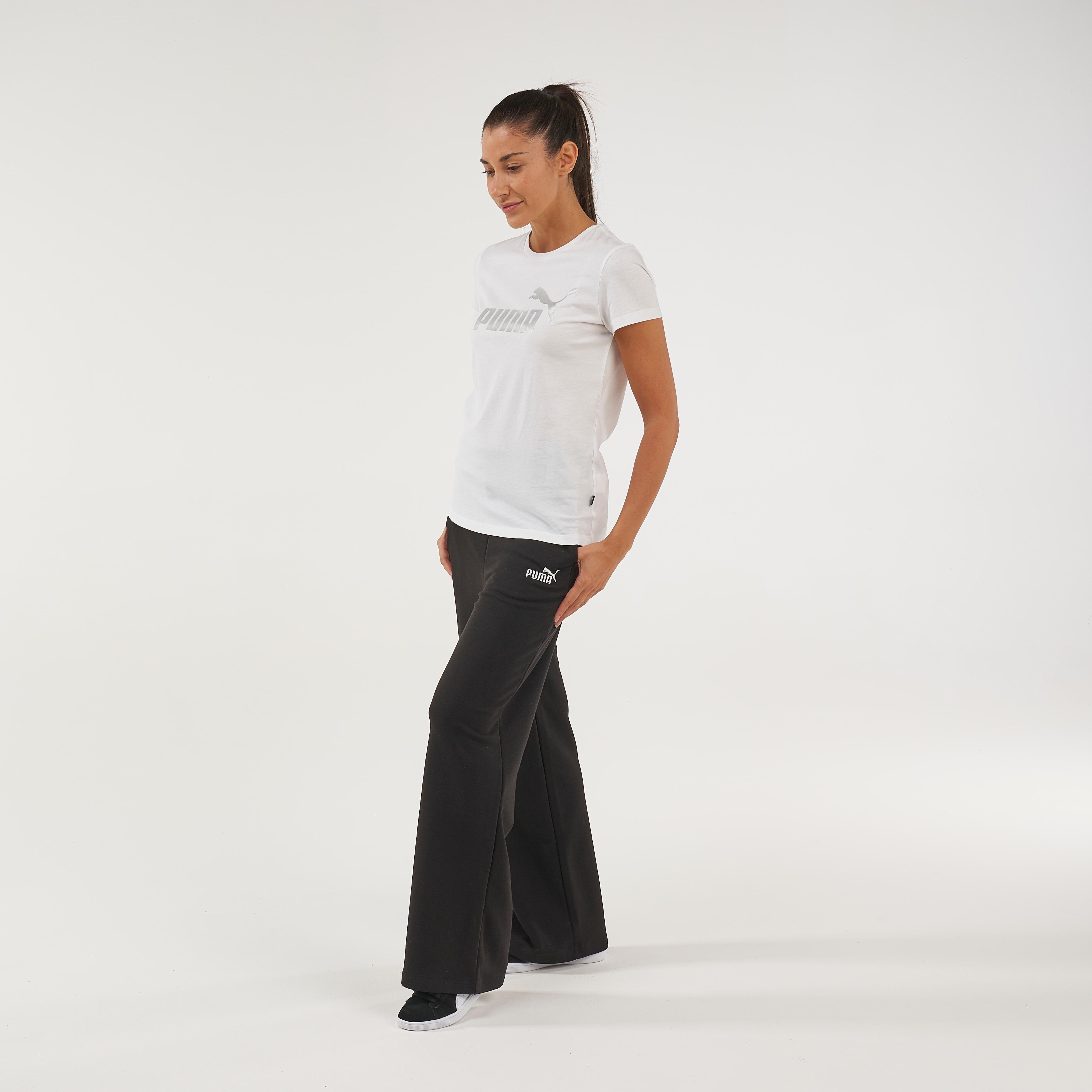Fitness broek dames dames loose fit katoen zwart PUMA Decathlon