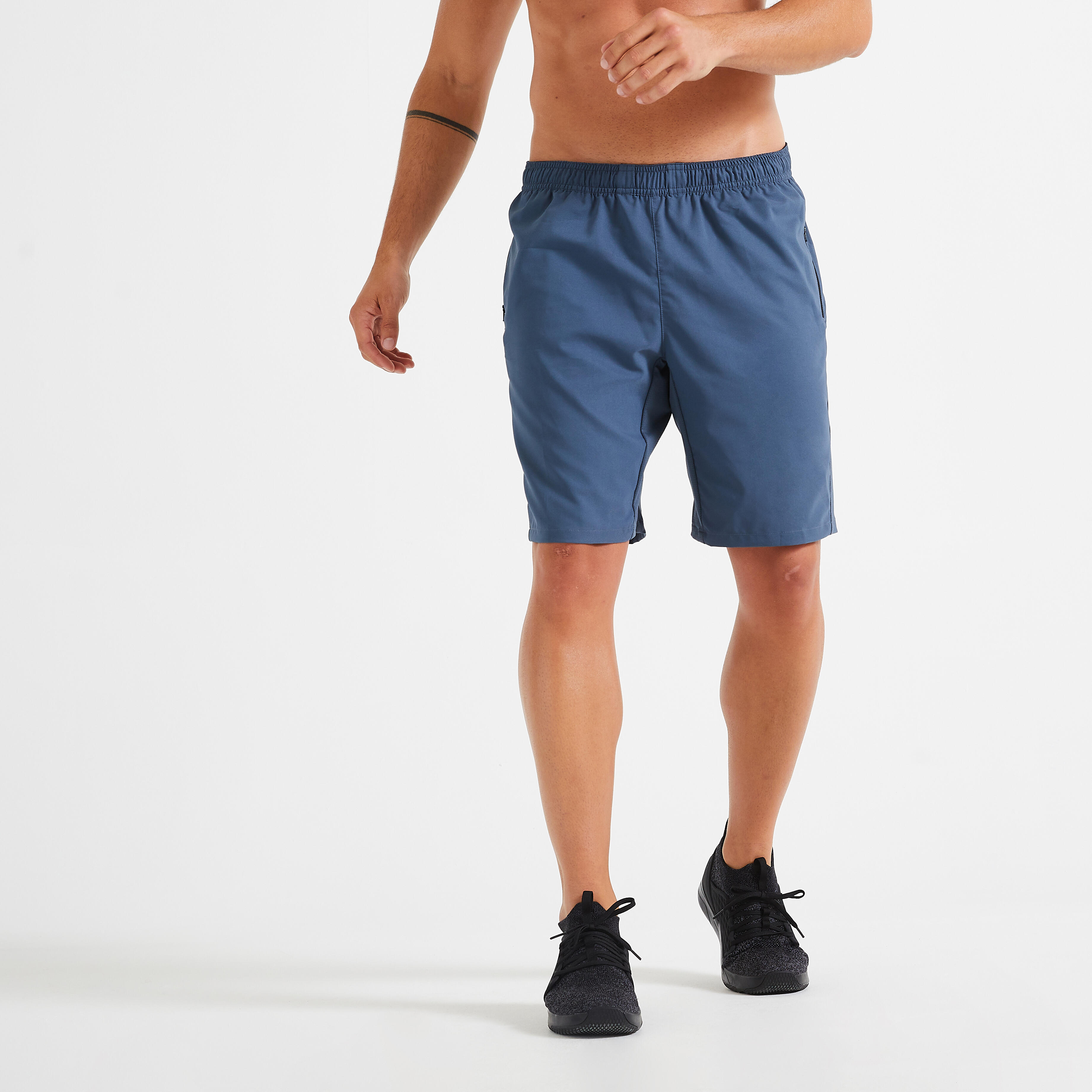 Pantalon scurt 120 Fitness cu buzunare și fermoar Gri Bărbați