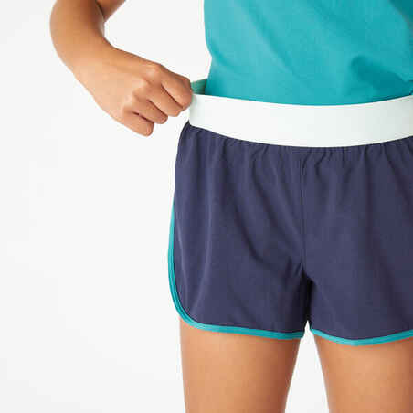 מכנסיים קצרים 2 ב - 1 לילדות - כחול ירוק