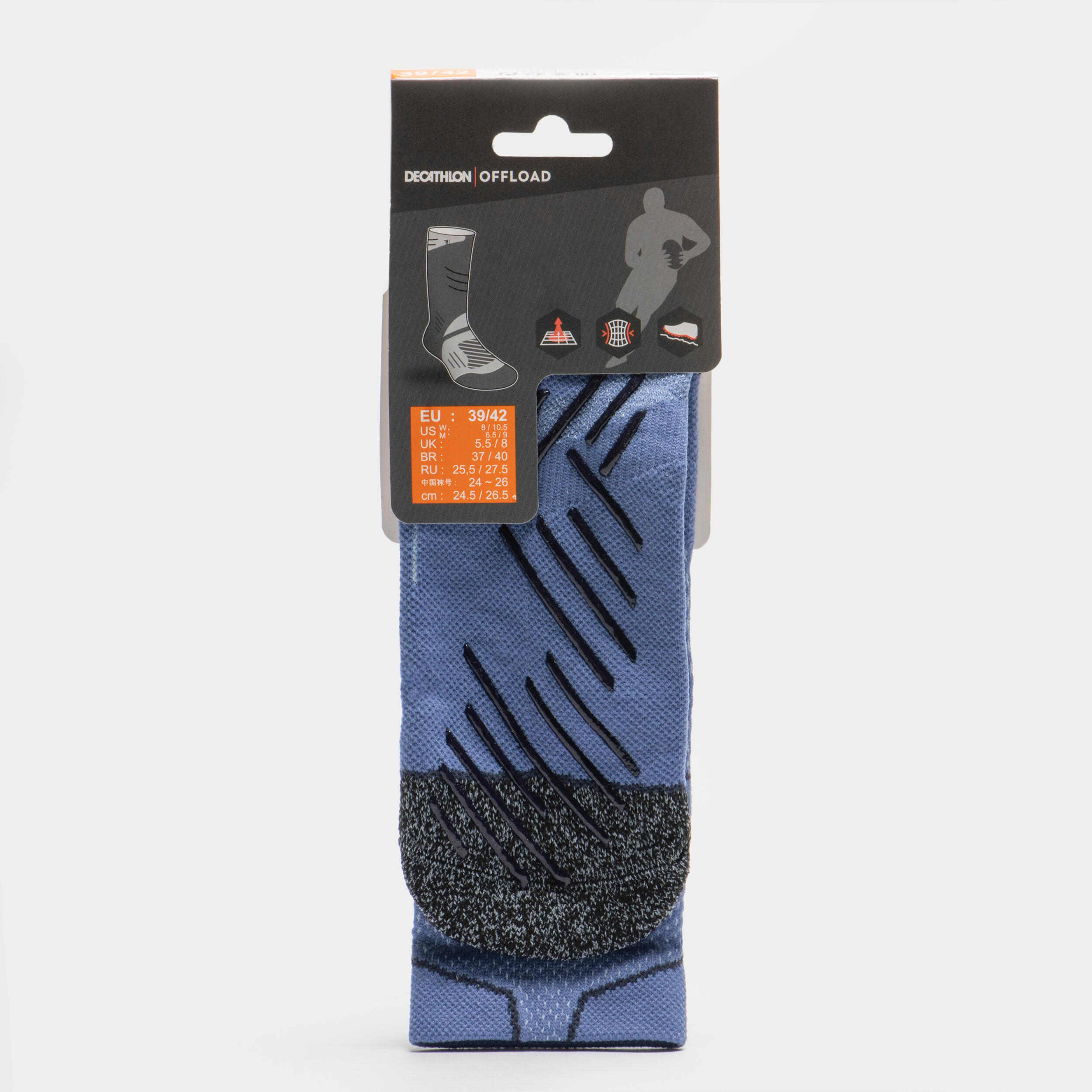 Medias de rugby Mujer - TRAINING 510 MID azul gris 7/9
