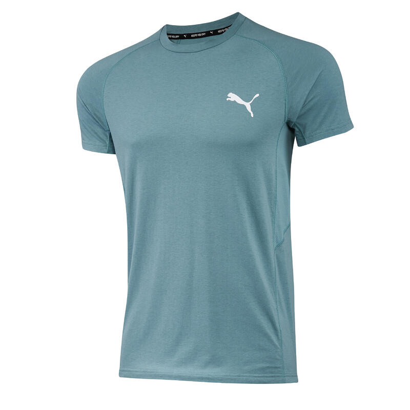 T-shirt voor fitness heren katoen blauw