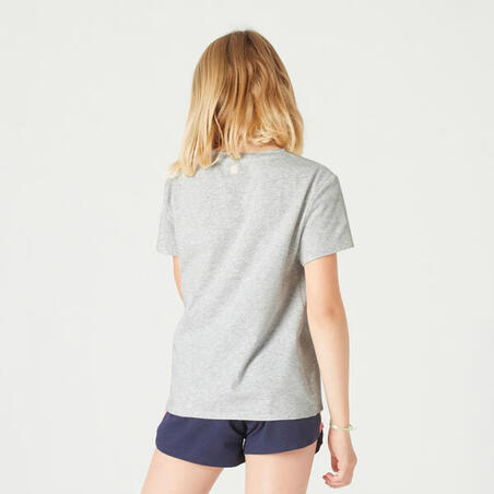 T-shirt coton fille - 500 gris