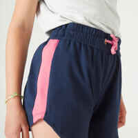 Girls' Multisport Cotton Shorts - Navy Blue