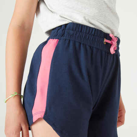 Girls' Multisport Cotton Shorts - Navy Blue