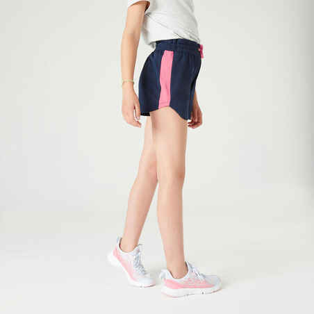 Girls' Multisport Cotton Shorts - Navy Blue