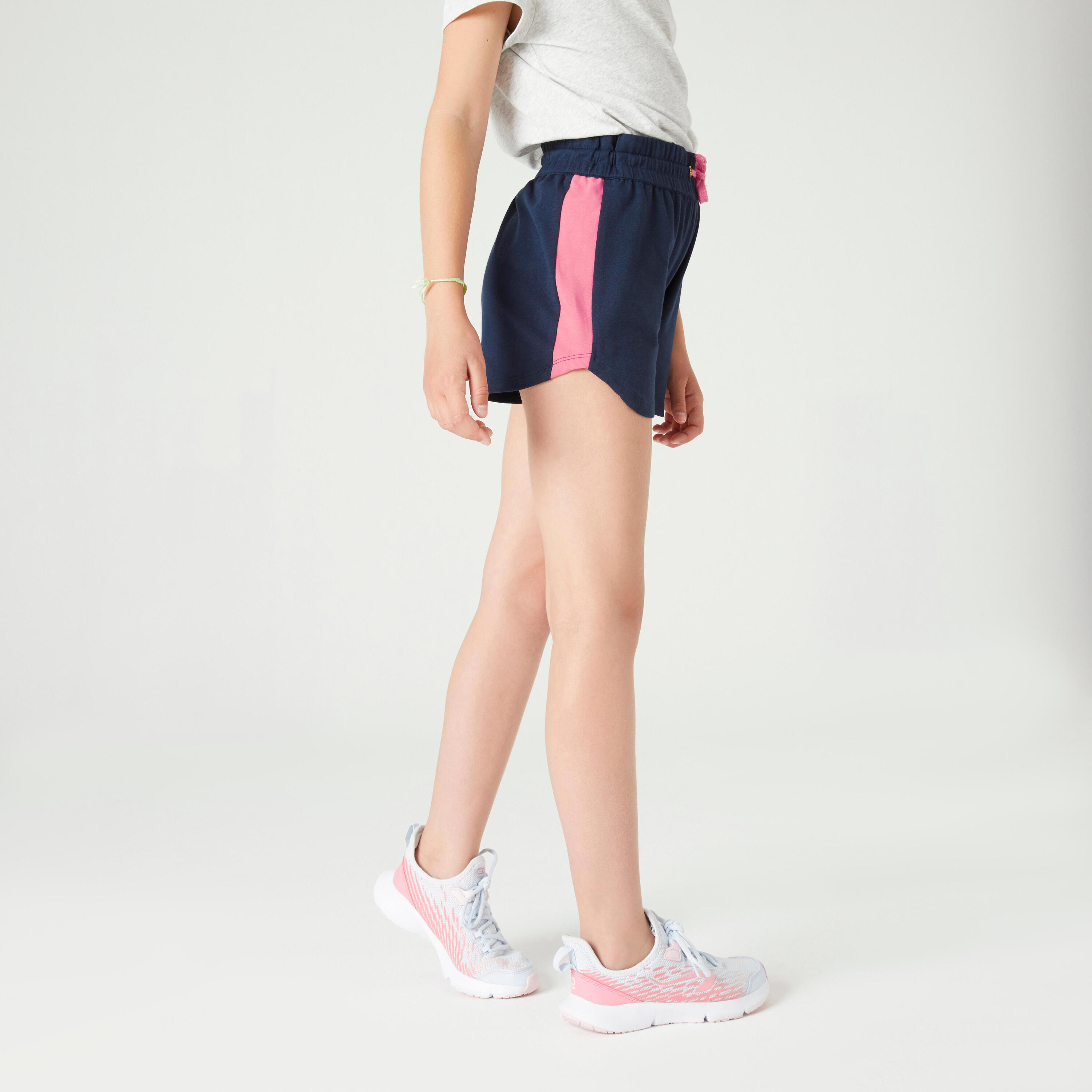 Girls' Cotton Shorts - Navy 3/4