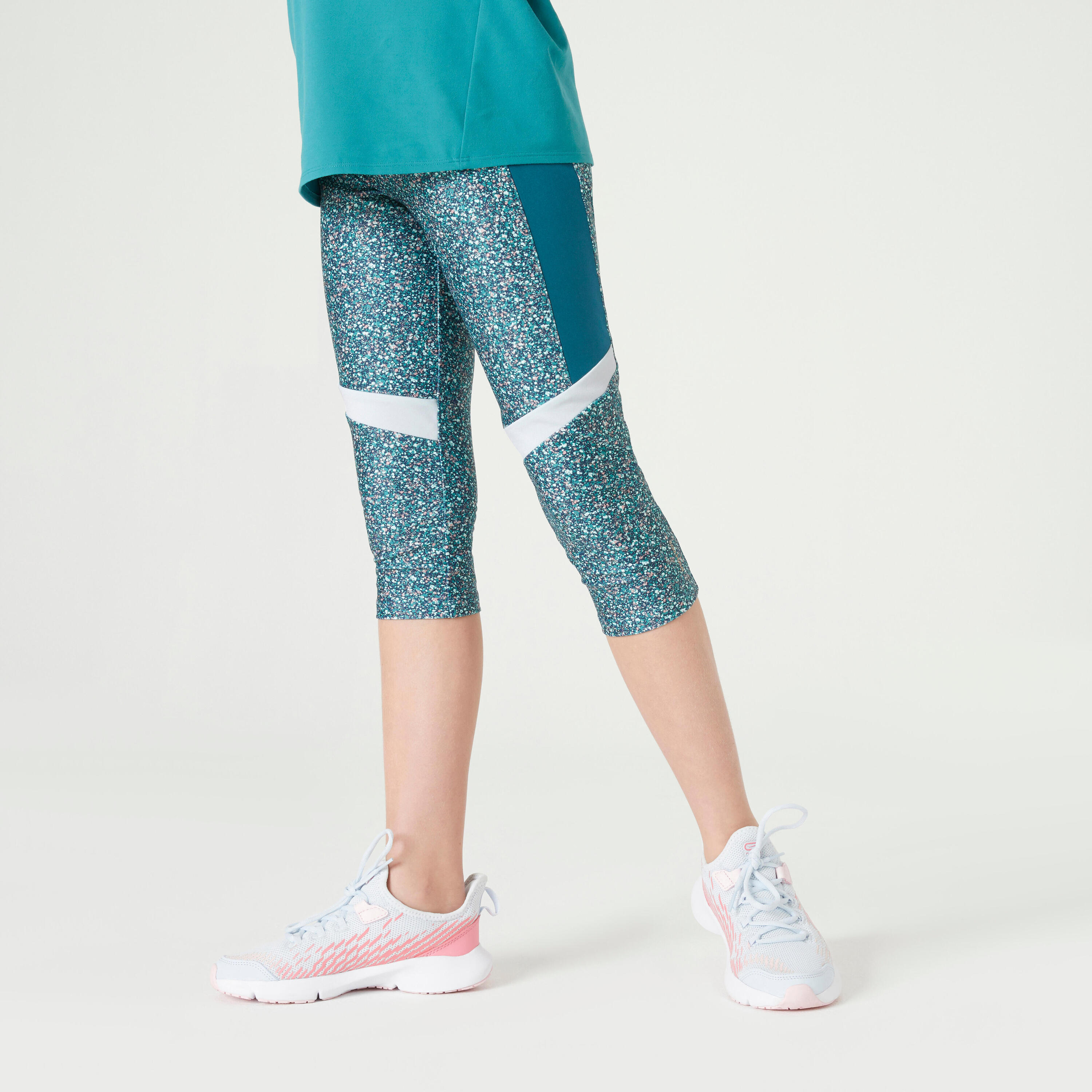 Leggings de fitness capri para Niña Domyos 500 turquesa 3/5