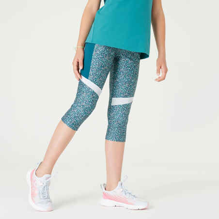 Leggings de fitness capri para Niña Domyos 500 turquesa