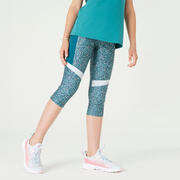 Girls' Breathable Cropped Bottoms S500 - Green Print