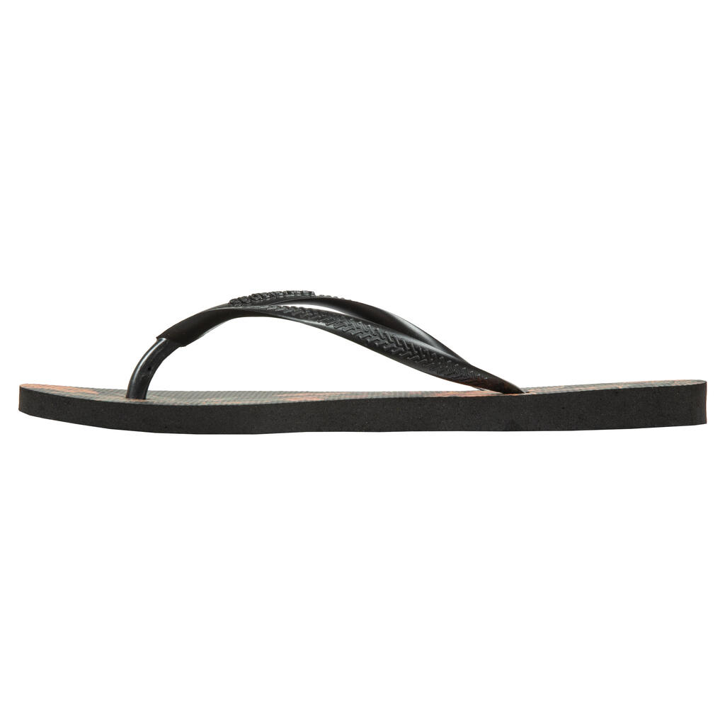 Moteriškos šlepetės „Havaianas Slim“, juodos, su gėlių raštu