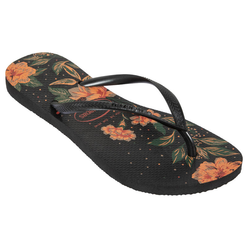 Női papucs szörfözéshez Havaianas Slim Floral, fekete