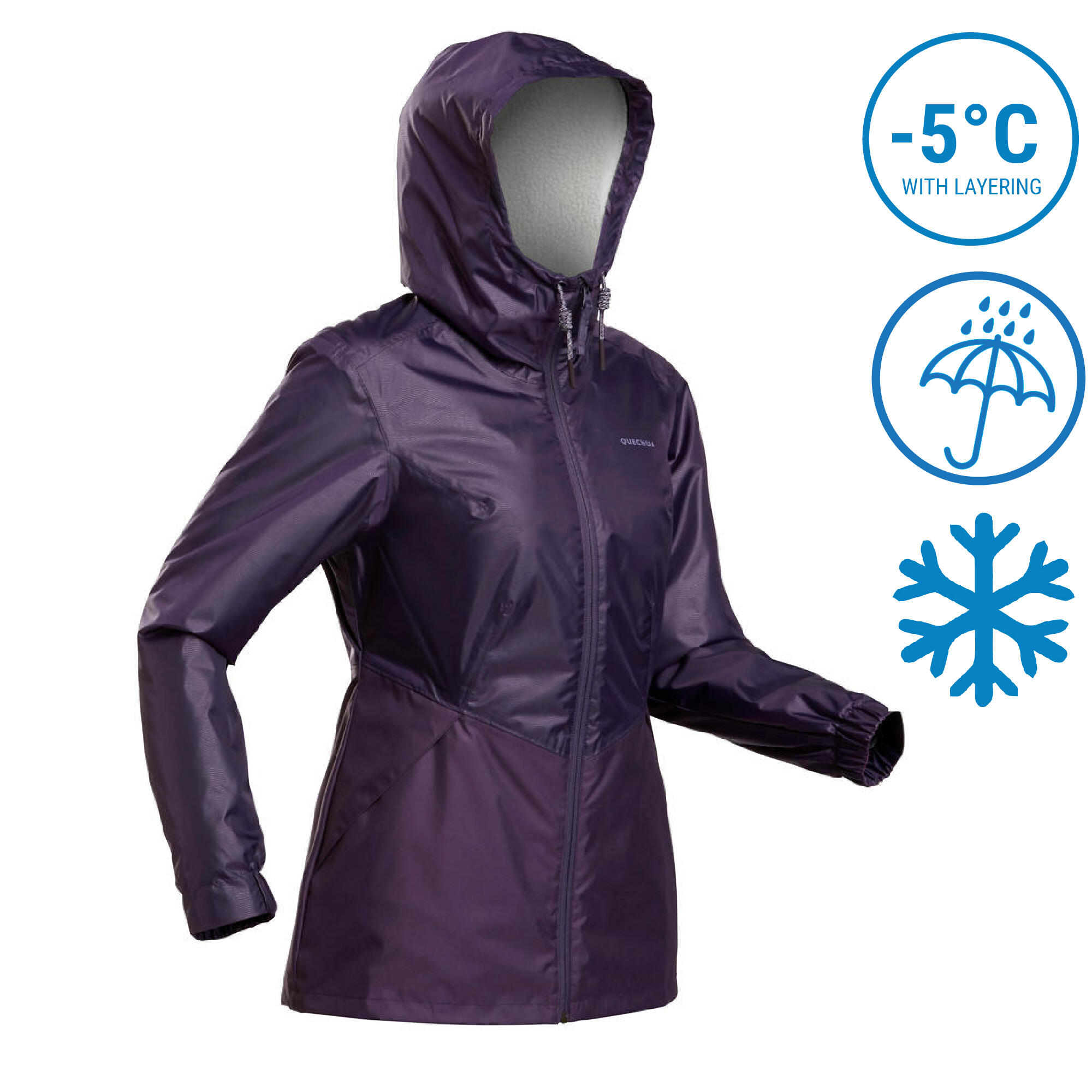 Women’s waterproof winter hiking jacket - SH100 -5°C 3/10