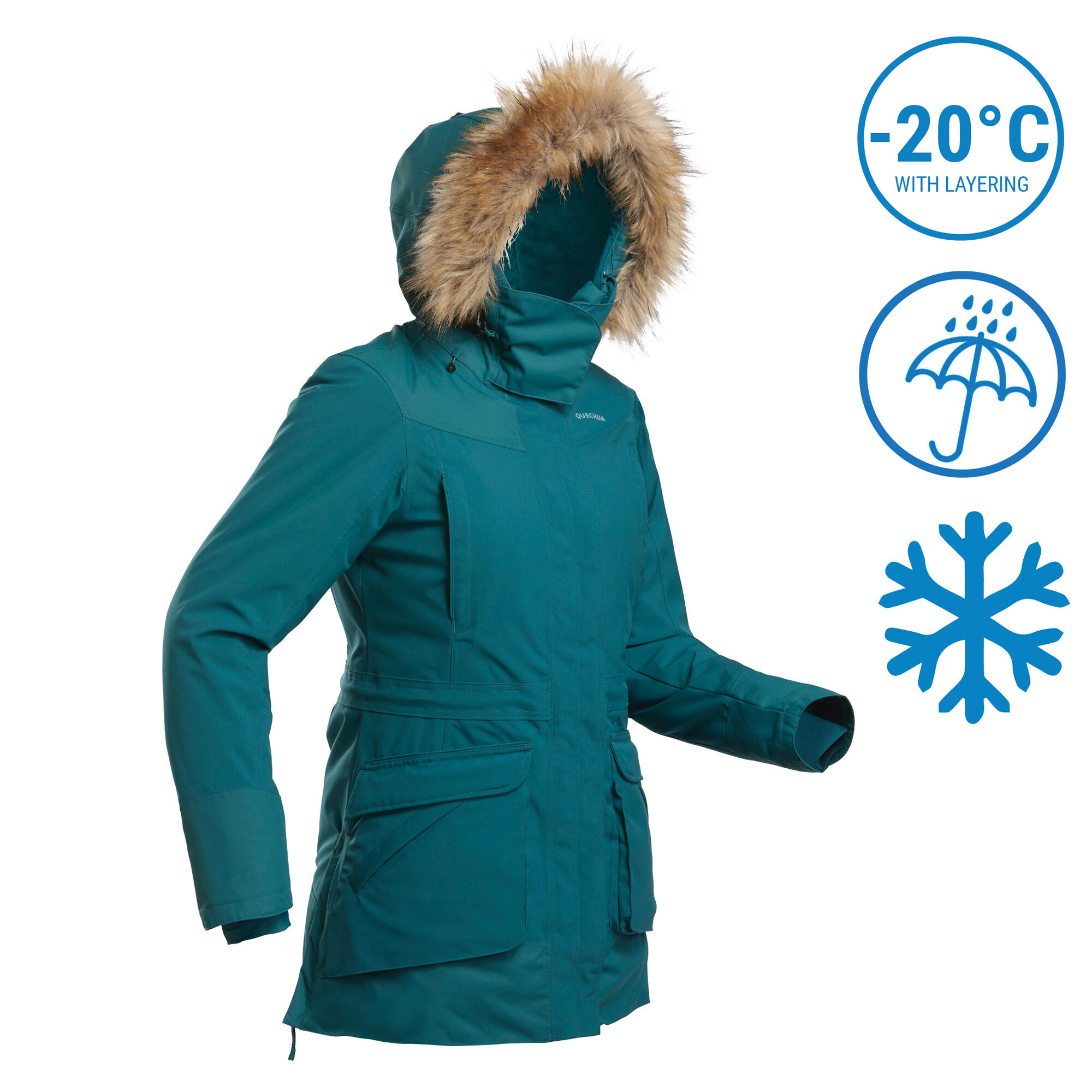 QUECHUA Women’s winter waterproof hiking parka - SH900 -20°C