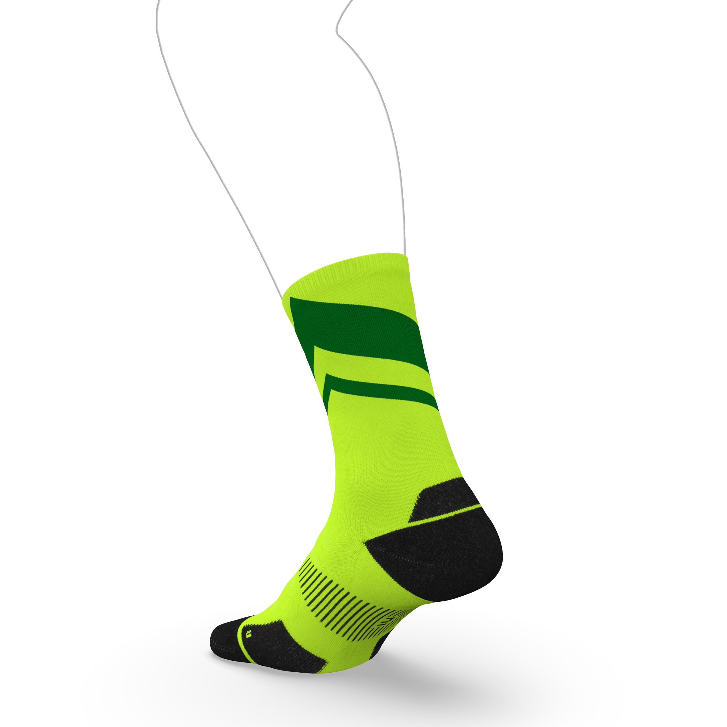 Run900 Mid-Calf Thick Running Socks - Yellow/Green 3/6