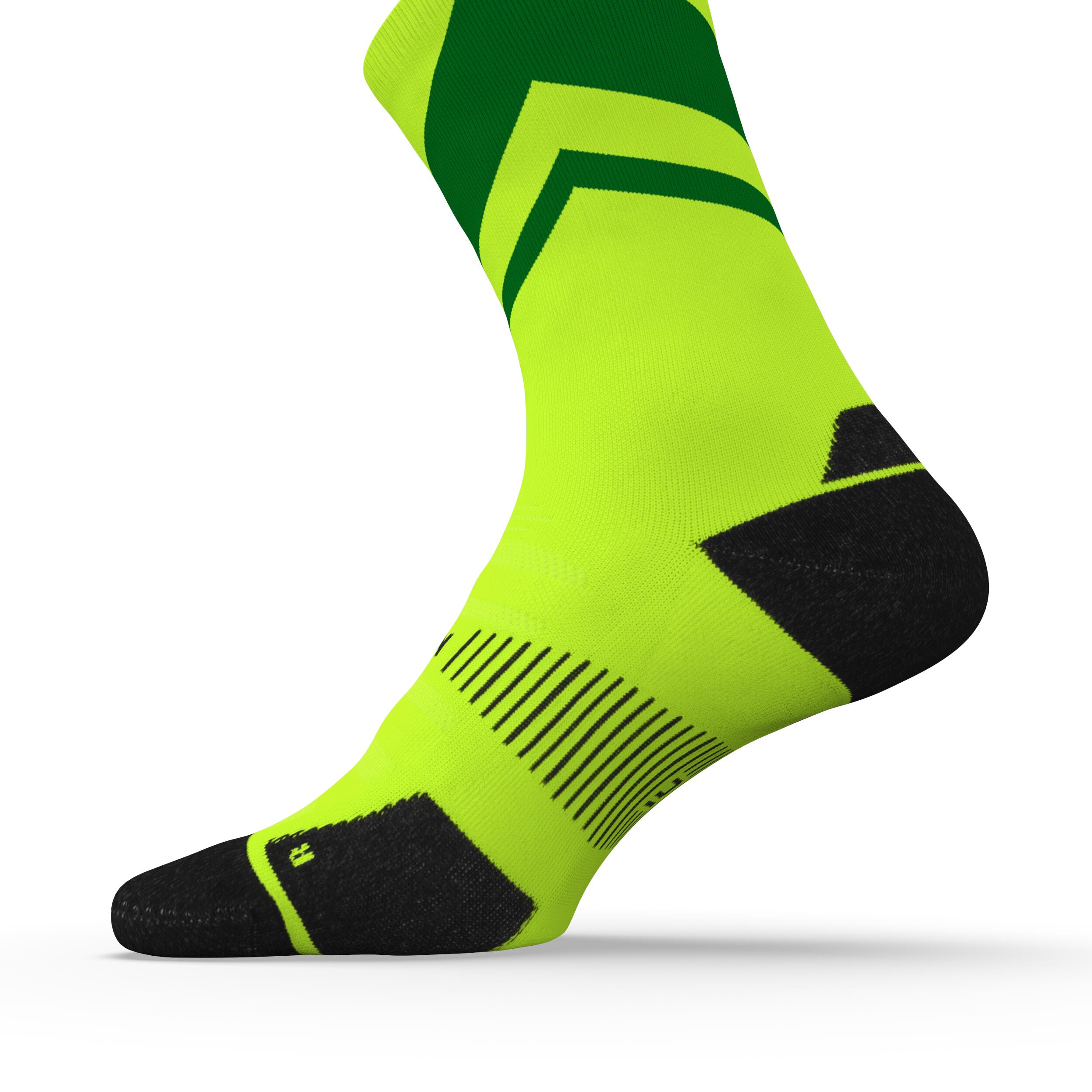 Run900 Mid-Calf Thick Running Socks - Yellow/Green 5/6