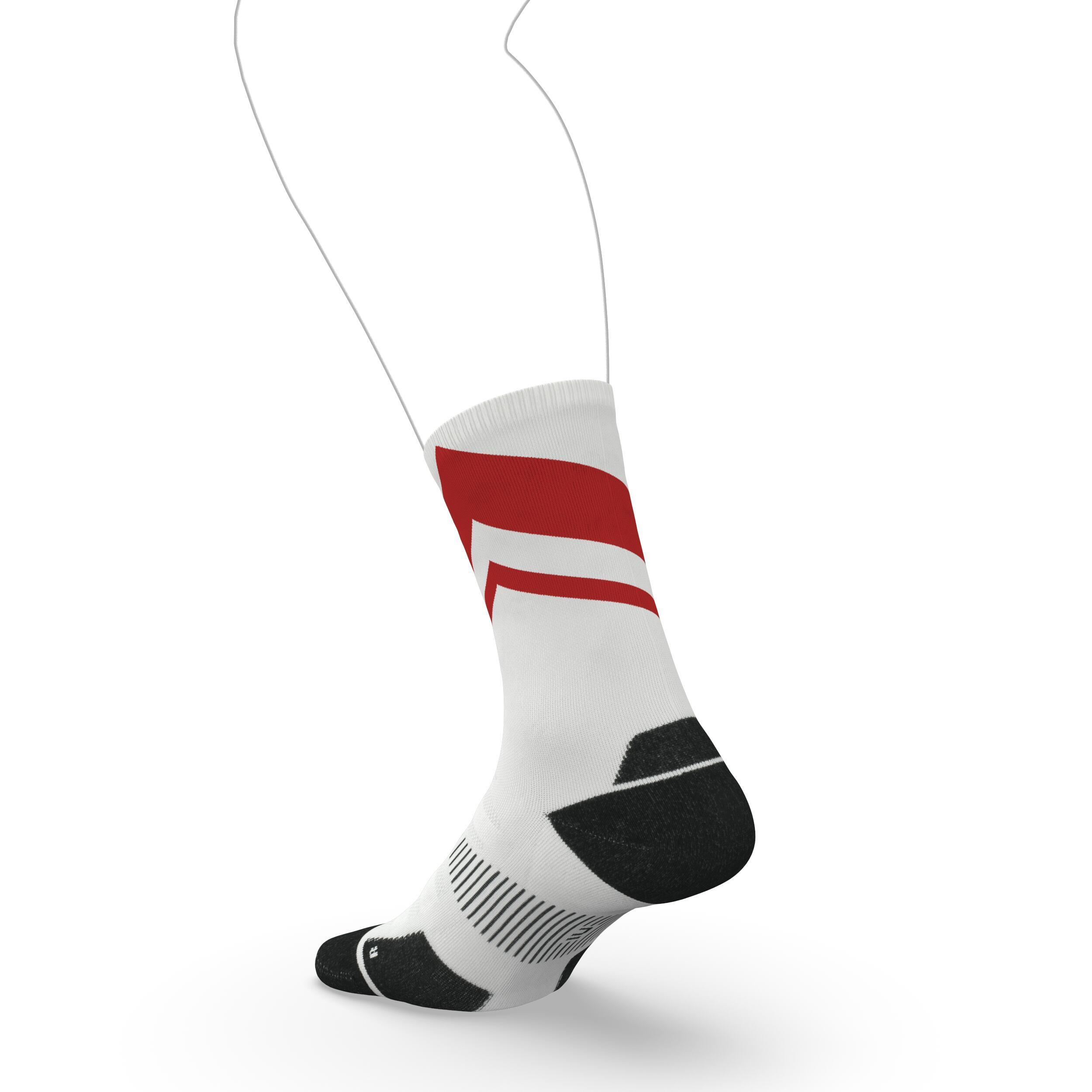 Run900 Mid-Calf Thick Running Socks - White/Red 6/7