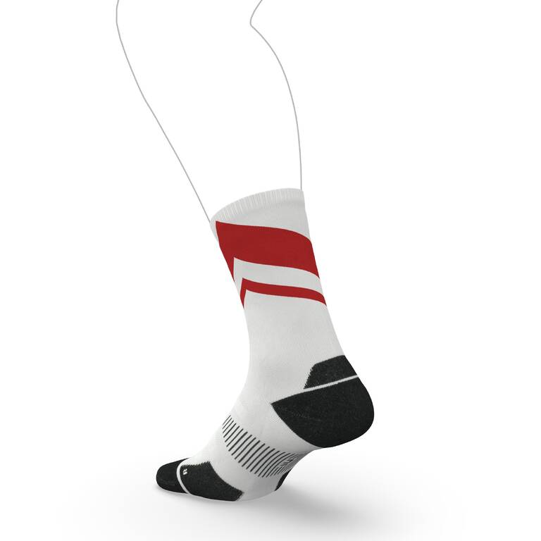 Run900 Mid-Calf Thick Running Socks - White/Red