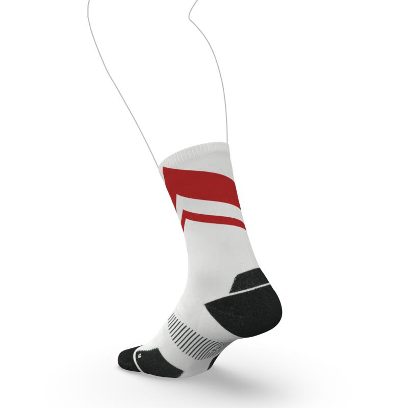 Kalın Topuksuz Çorap - Kırmızı Beyaz Run900