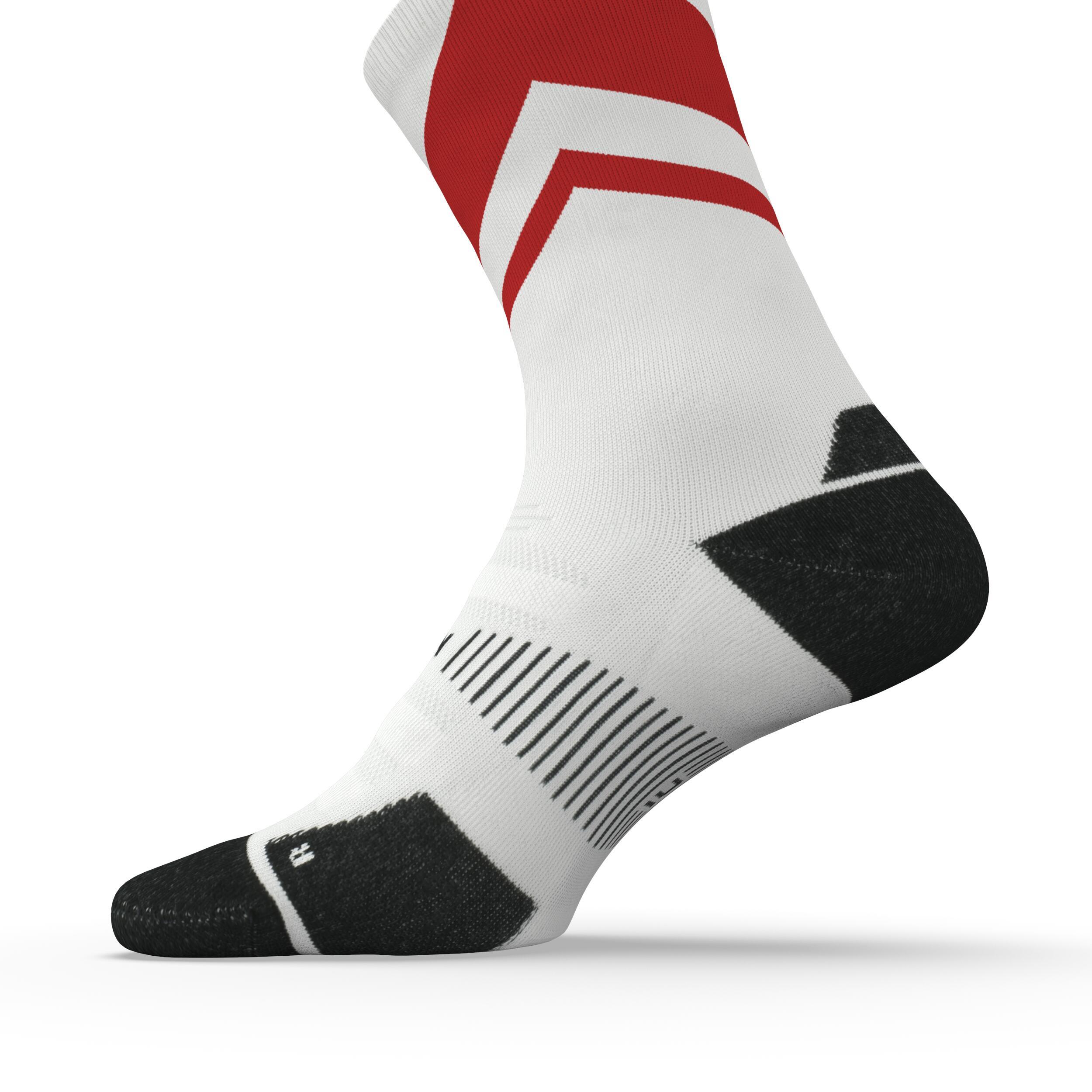 Run900 Mid-Calf Thick Running Socks - White/Red 5/7