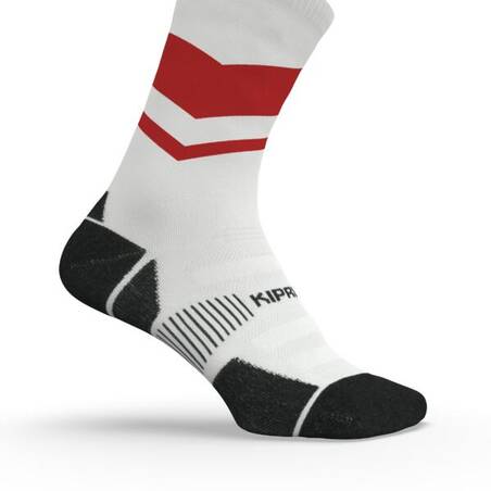 Run900 Mid-Calf Thick Running Socks - White/Red