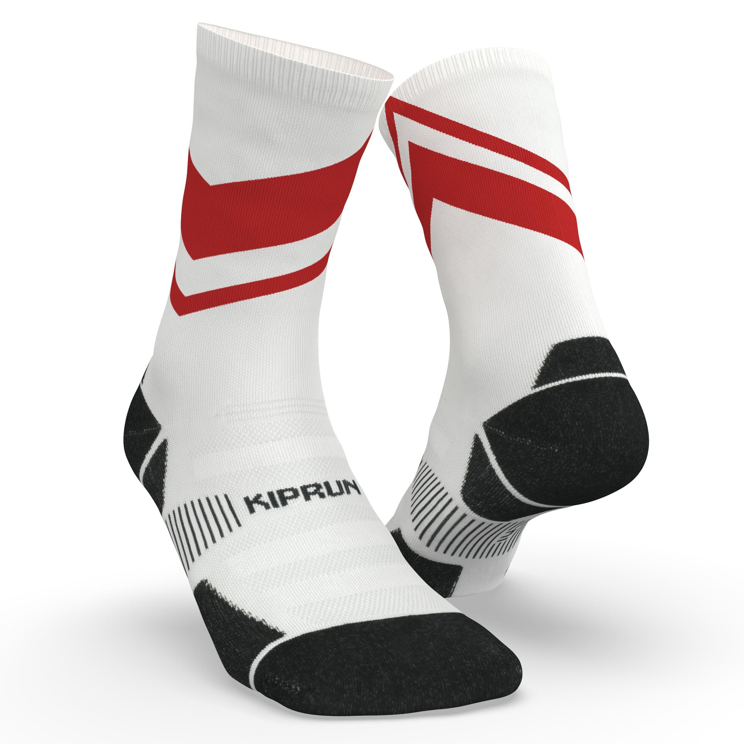 Run900 Mid-Calf Thick Running Socks - White/Red 1/7