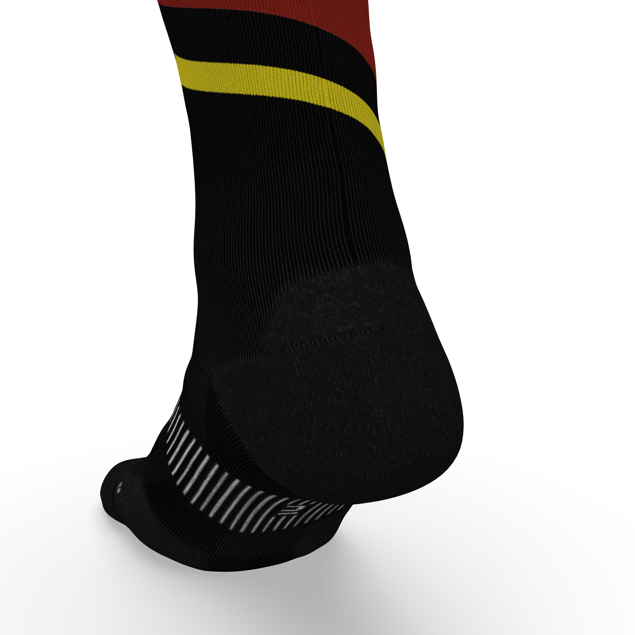 Run900 Mid-Calf Thick Running Socks - Black/Red/Yellow 6/6