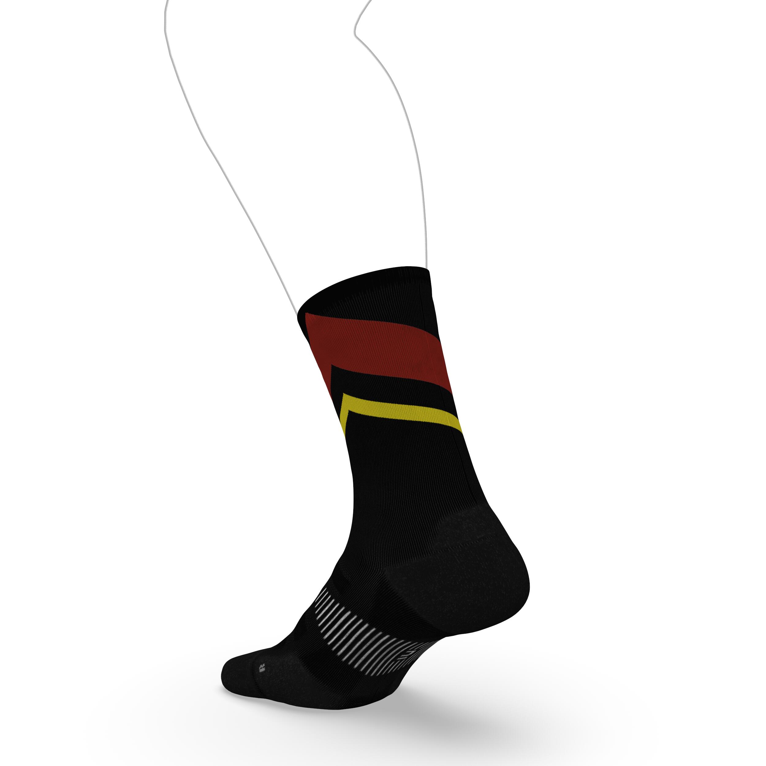 Run900 Mid-Calf Thick Running Socks - Black/Red/Yellow 3/6