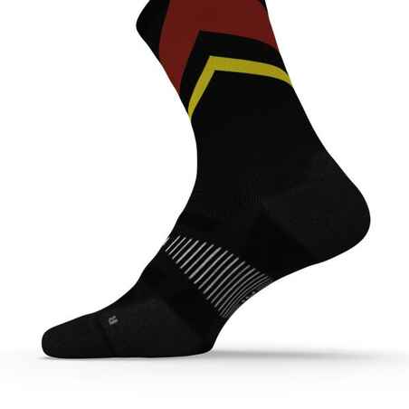 Run900 Mid-Calf Thick Running Socks - Black/Red/Yellow