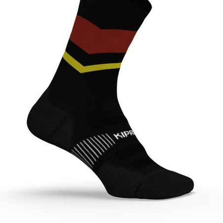 Run900 Mid-Calf Thick Running Socks - Black/Red/Yellow