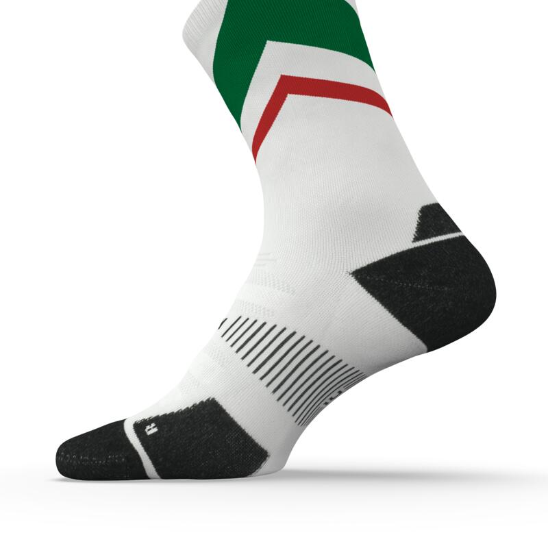 Vysoké běžecké ponožky silné RUN900 bílo-zeleno-červené 
