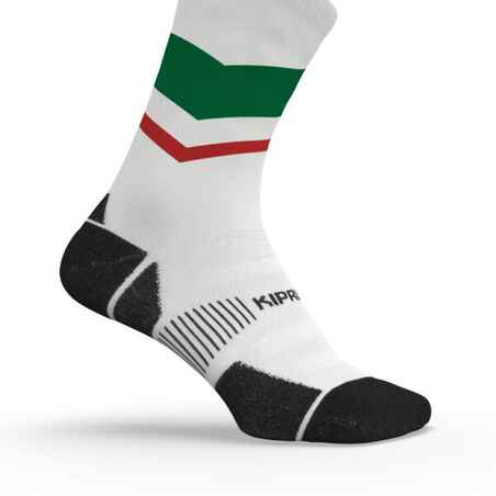 Run900 Mid-Calf Thick Running Socks - White/Green/Red