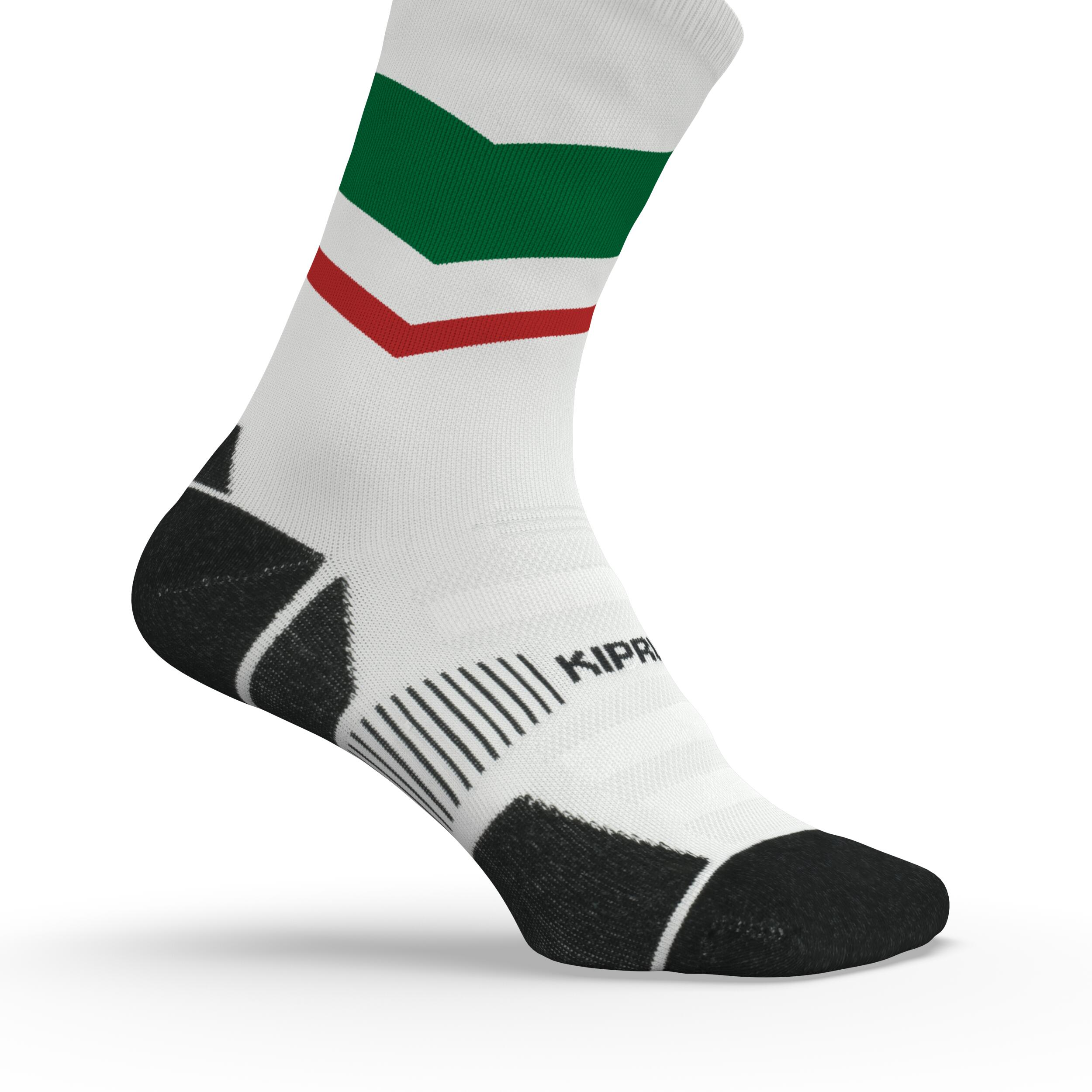 RUN900 MID-CALF FINE RUNNING SOCKS - WHITE GREEN RED MADE IN ITALY 2/5