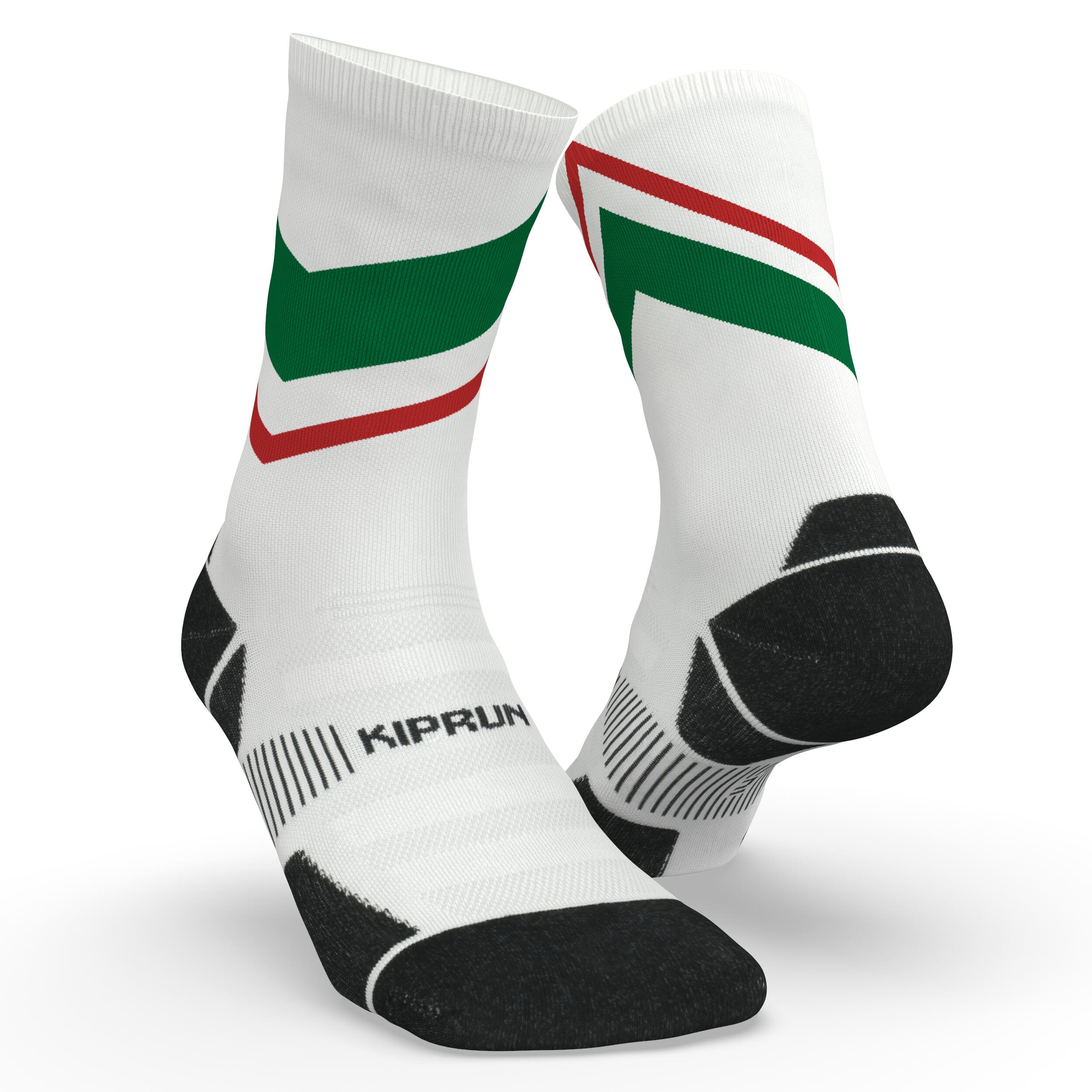 KIPRUN Run900 Mid-Calf Thick Running Socks - White/Green/Red