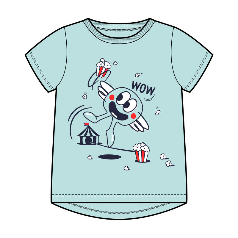 T-shirt enfant coton - Basique Turquoise avec motifs