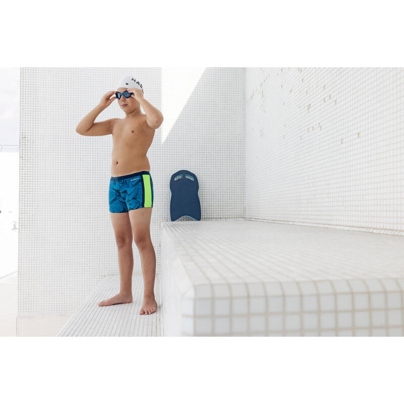 Boxer de Bain Natation Garçon - Yokob - Bleu sombre / Vert fluo