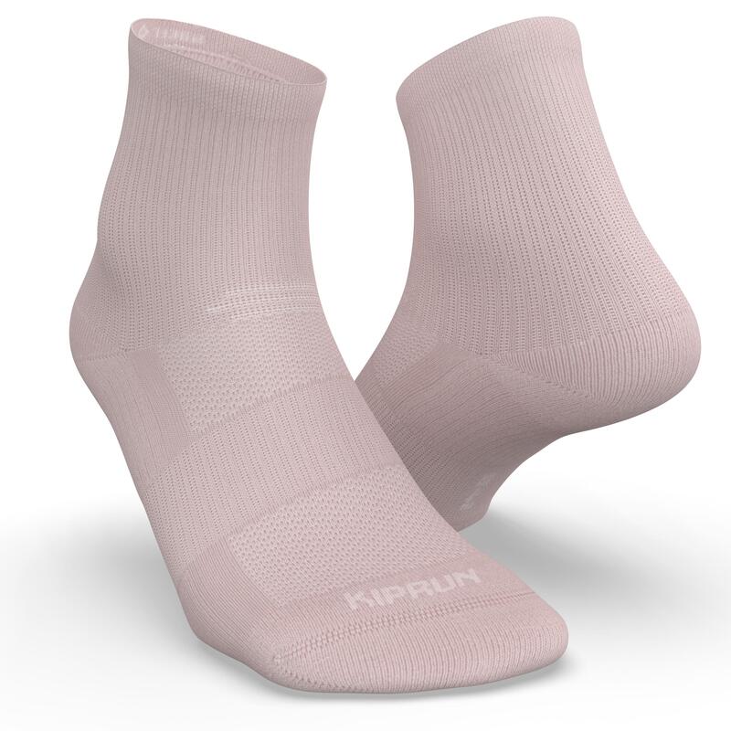 Běžecké ponožky středně vysoké RUN500 fialové 2 páry 