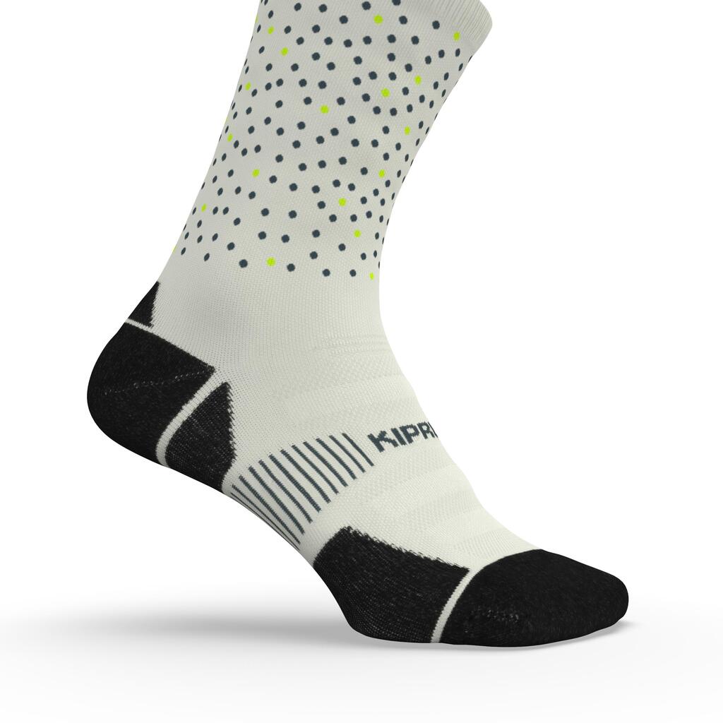 Run900 Mid-Calf Thick Running Socks - White caps and dots