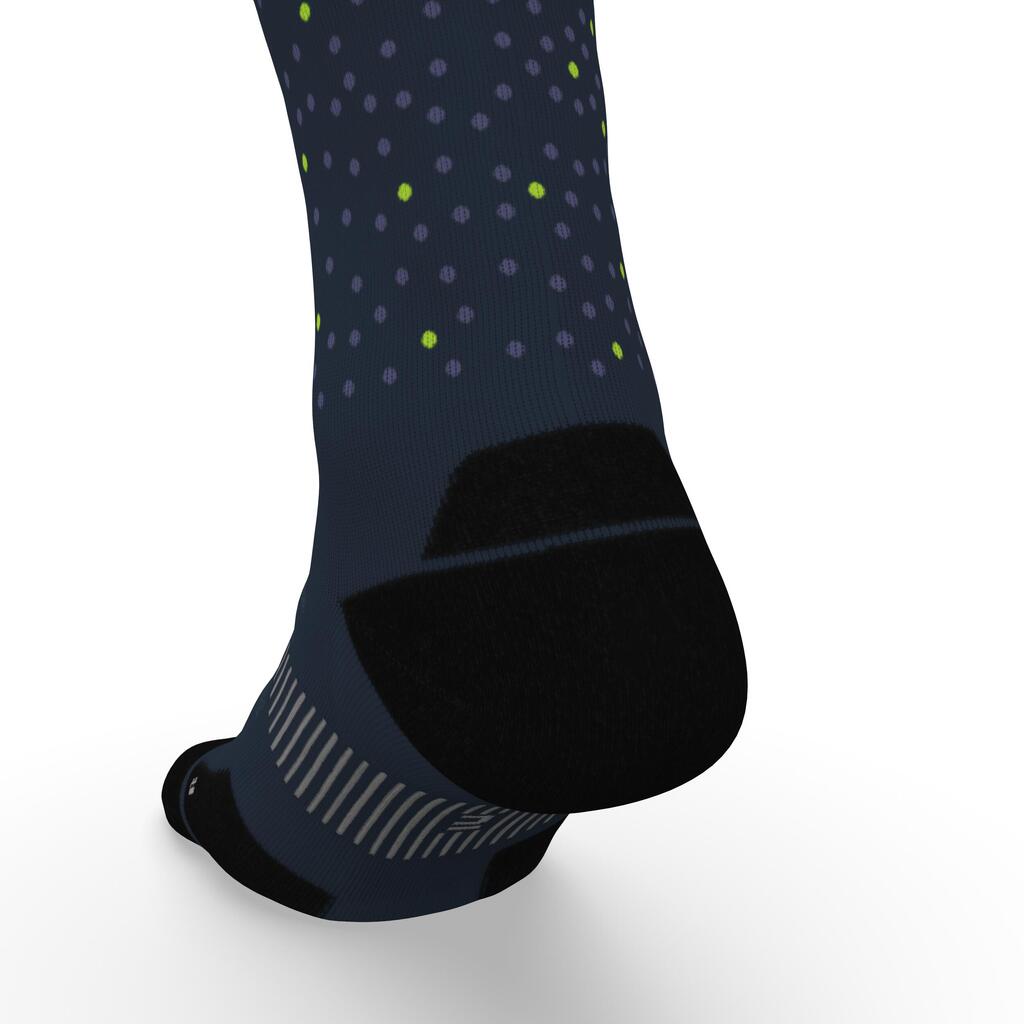 Run900 Mid-Calf Thick Running Socks - White caps and dots