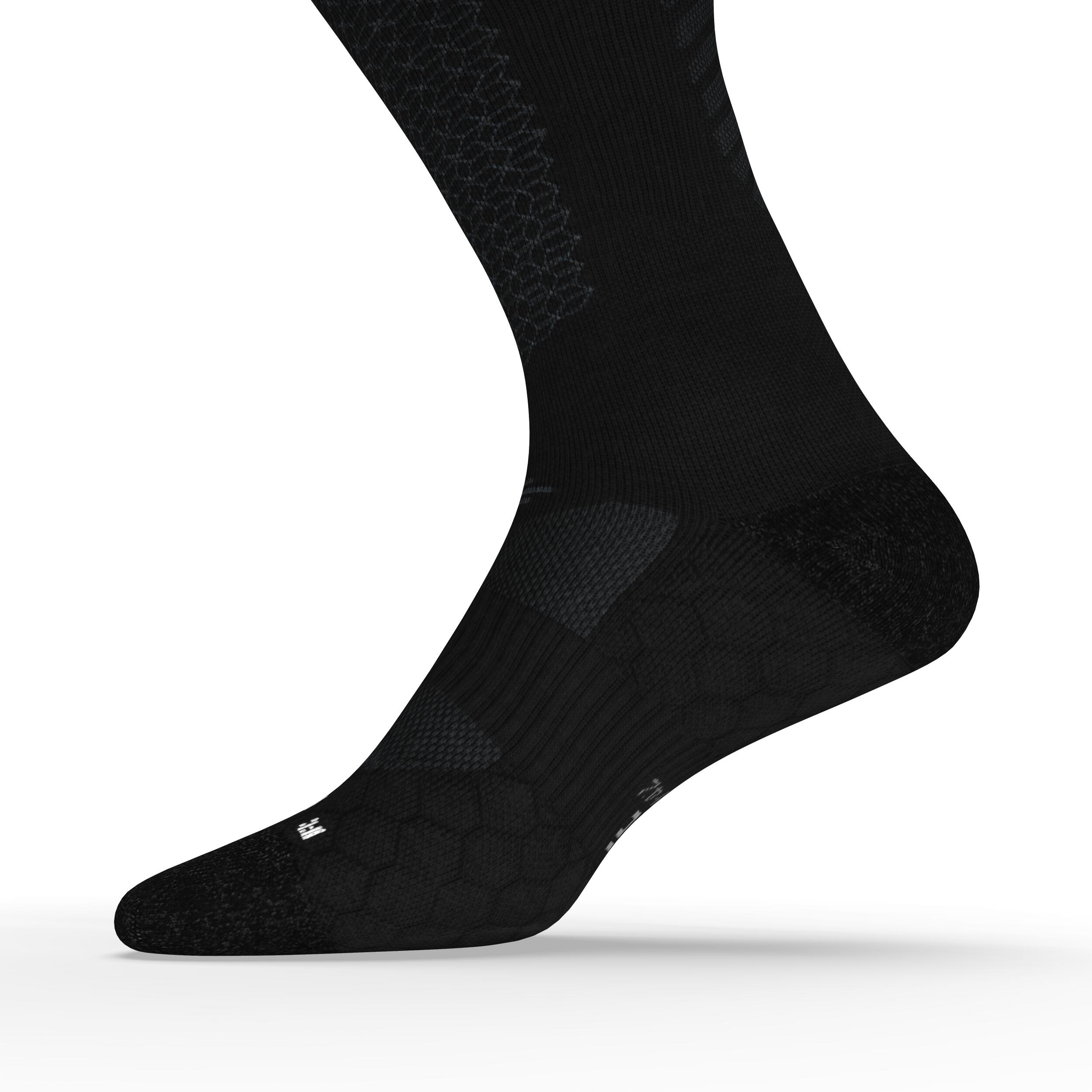 High Merino Wool Running Socks - Run 900 Black - KIPRUN
