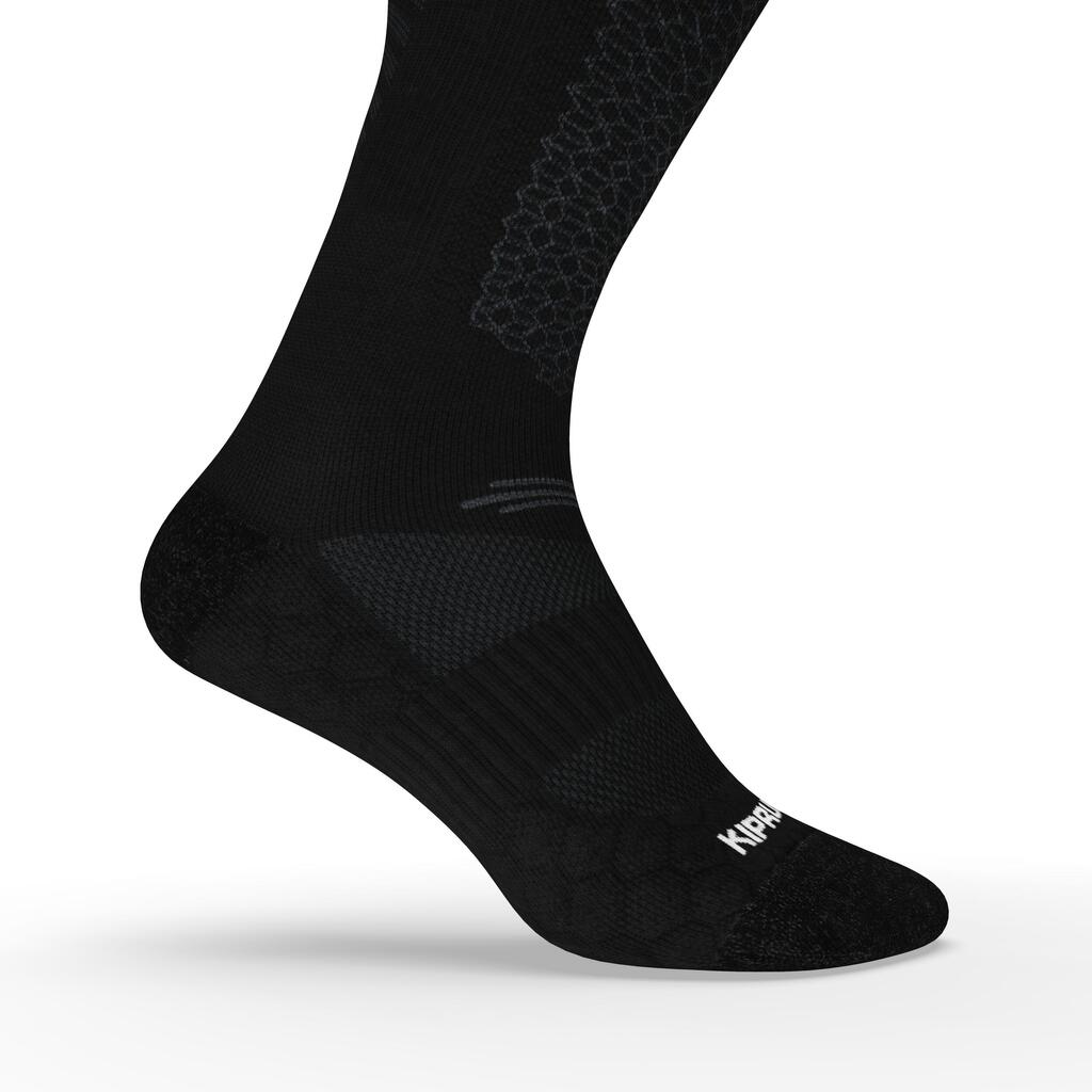 Ilgos merinosų vilnos bėgimo kojinės „Run 900“, juodos