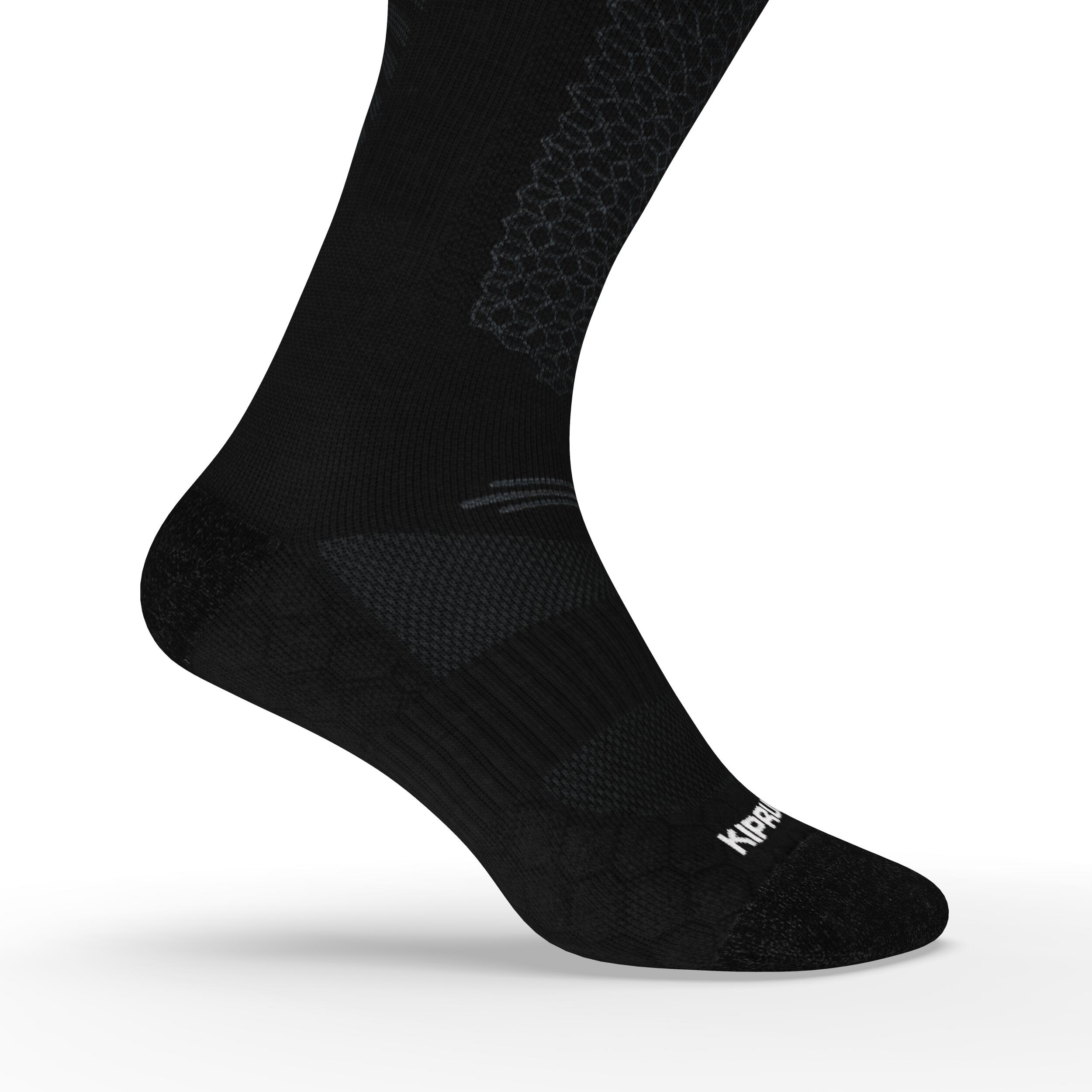 High Merino Wool Running Socks - Run 900 Black - KIPRUN