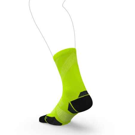 Run900 Mid-Calf Fine Running Socks - Fluo Yellow