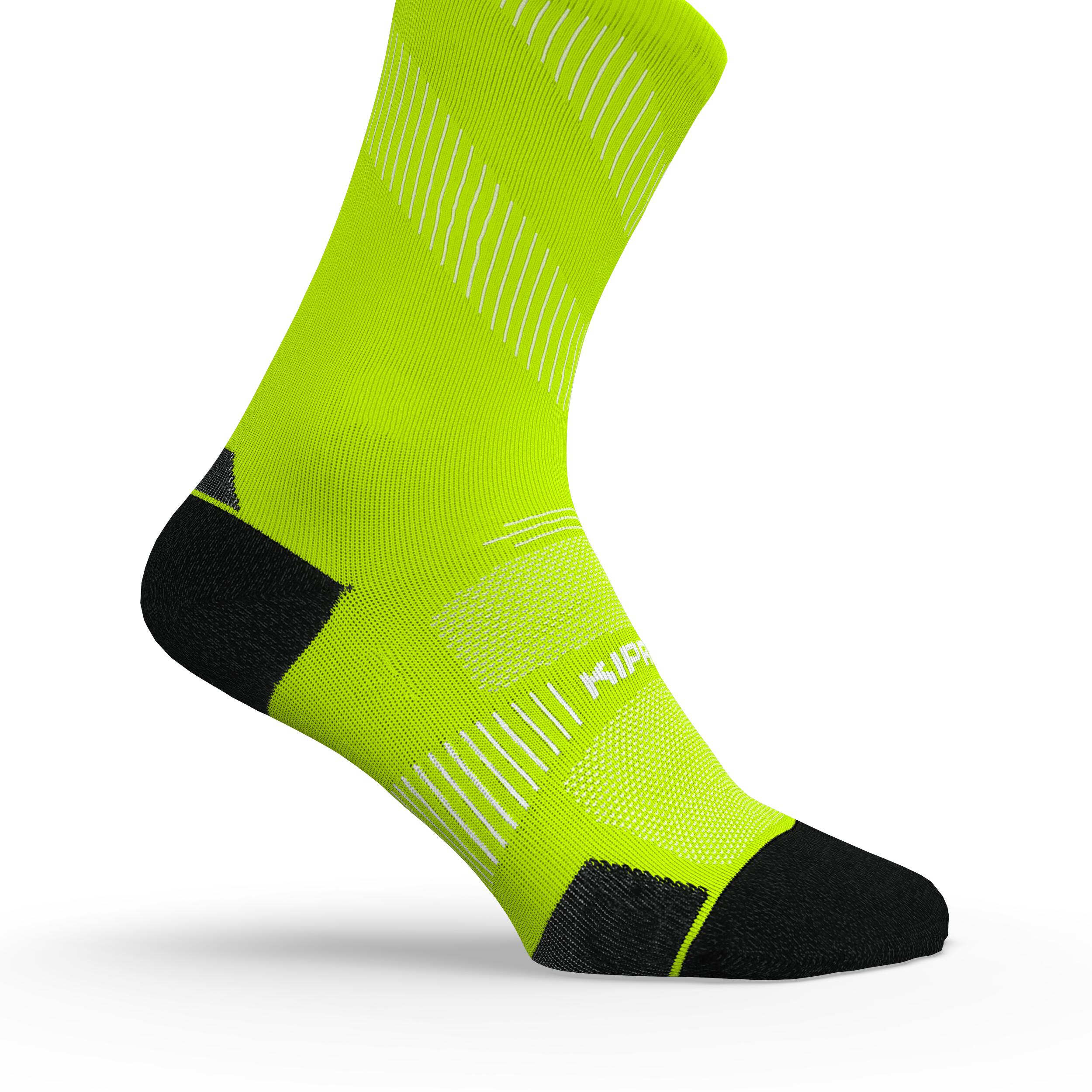 Run900 Mid-Calf Fine Running Socks - Fluo Yellow 3/6