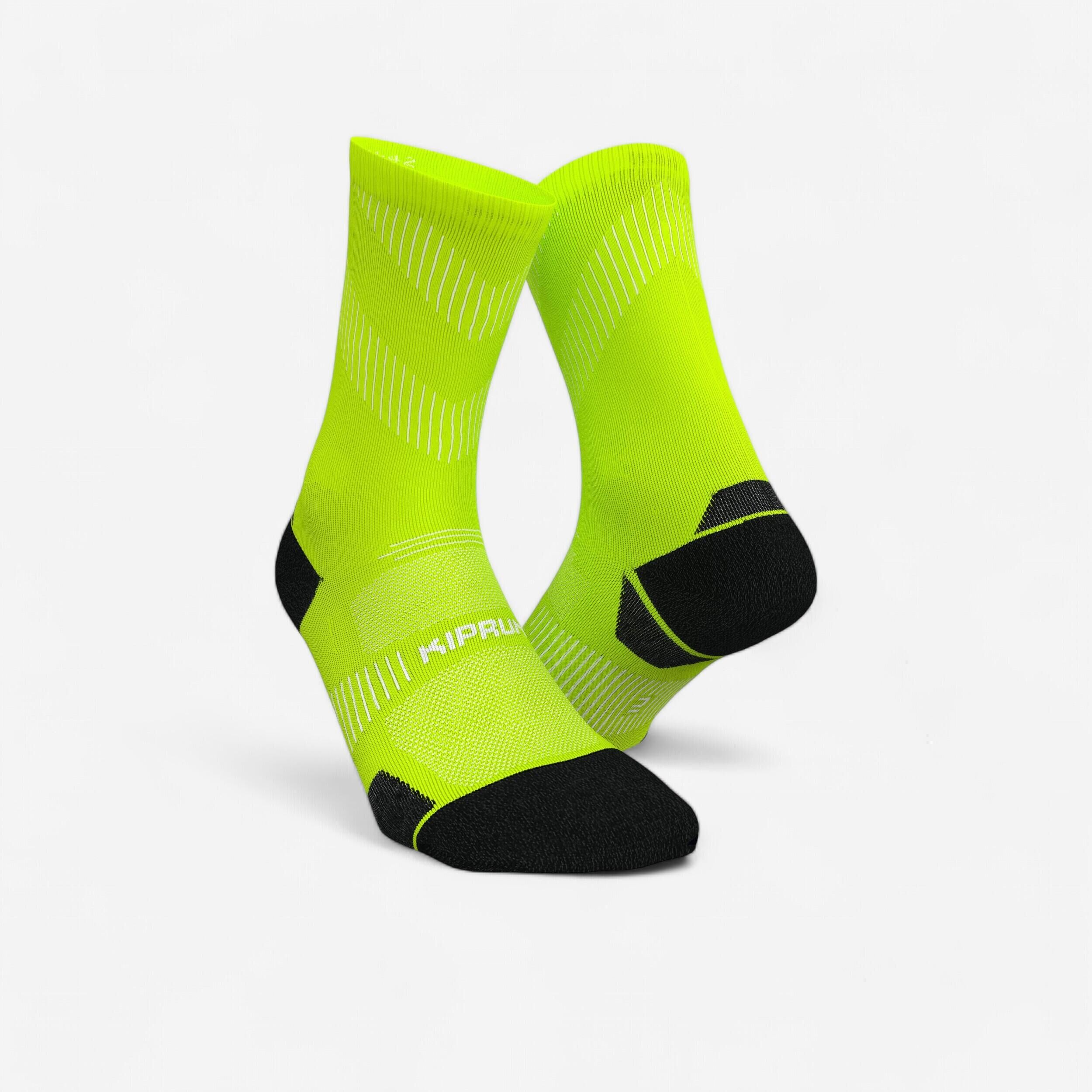 KIPRUN Run900 Mid-Calf Fine Running Socks - Fluo Yellow